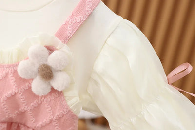 1 2 3 4 5 Years Baby Girls Princess Dress Spring Autumn Patchwork Fake Two Pieces Long Sleeve Dress For Girls Sweet Party Dress