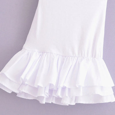 Off Shoulder Strapless Mini Dress Knitted Ruffle Layered Decorative Hem Dress Summer Backless Sexy Daring Party Short Dresses