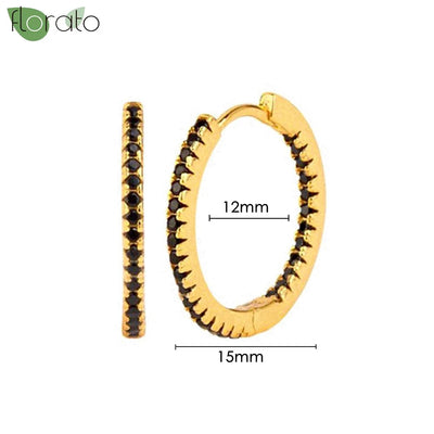 925 Sterling Silver Needle Fashion Round Pendant Small Earrings Luxury Gold Hoop Earrings for Women Premium Black Jewelry Gifts