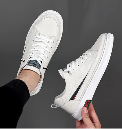 Spring New Shoes for Men Genuine Leather Casual Shoes Leisure Flats Skateboard Shoes Cow Leather Youth Lace-up Sneakers