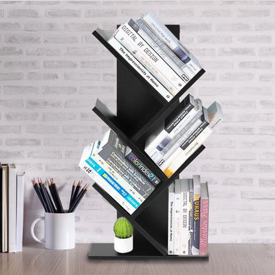 Rustic Standing Tree Bookshelf Wood Display Rack For Home Office Decoration Storage Organizer Shelf Bookcase