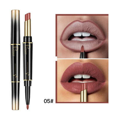 Matte Smooth Lipstick Sexy Soft Matte Red Purple Lipstick Crayon Carving Lip Contours Lip Liner Pencil Double Head Lipsticks