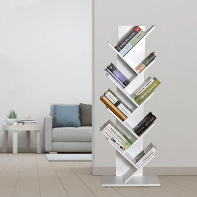 Rustic Standing Tree Bookshelf Wood Display Rack For Home Office Decoration Storage Organizer Shelf Bookcase