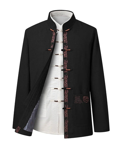Tang Suit (top + Pants) Spring and Autumn Elderly People Door Flaperon Embroidery Father Men's Hanfu Chinese Style Suit