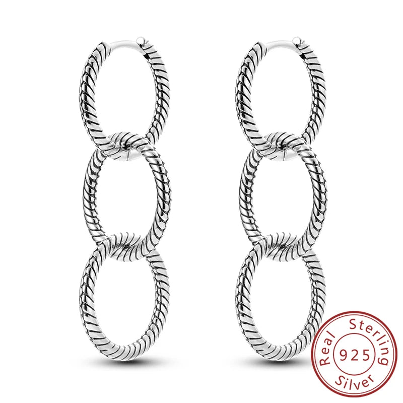 New 925 Sterling Silver Hoop Earrings Heart Bow Gift Box Strawberry Snake Bone Drop Stud Earrings For Women Fashion Jewelry Gift