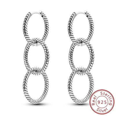 New 925 Sterling Silver Hoop Earrings Heart Bow Gift Box Strawberry Snake Bone Drop Stud Earrings For Women Fashion Jewelry Gift
