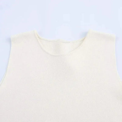TRAFSHE Woman Side Buttons Knitted Vest Casual Slim Sleeveless High Low Hem O Neck Tanks Y2K Autumn Crop Top 9598/133