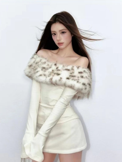 Autumn Winter Korean Fashion Coquette Slash Neck T-Shirt Women Hot Girl Tee Tops Design 2000s Aesthetic Vintage Old Money Y2k