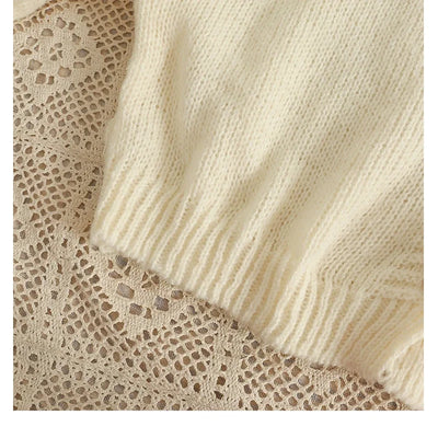 PTKPCC New Autumn Colourful Applique Flower Cardigan for Women Cute Long  V-neck Knit Crop Sweater Girl Soft Knitwear