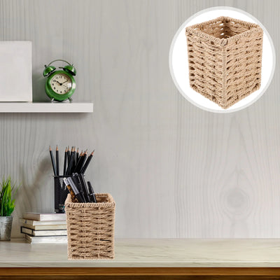 Handmade Paper Rope Pencil Holder Wicker Pen Cup Desk ganizer Stationery Storage Office Supplies Vertical Pen Pencil ganizer