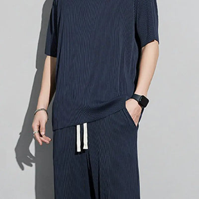1 Set New Men Summer T-shirt Pants Sports Set men's fitness pants shirt running yoga Fashionable Casual Sports Trousers