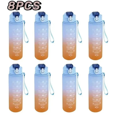 900ml Leakproof Water Bottles with Times To Drink and Straw Motivational Drinking Sports Water Bottle for Fitnes Gym Outdoor