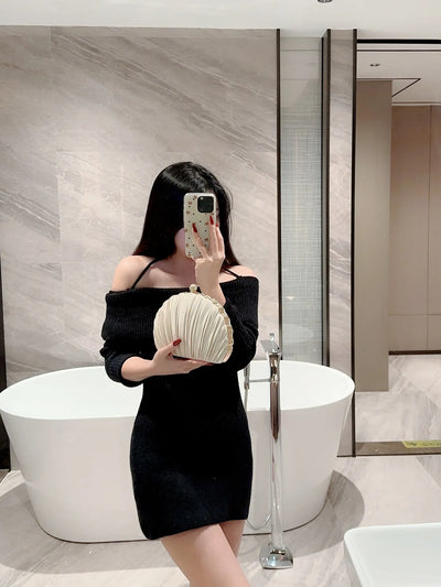 New Shell Evening Bag Cheongsam Diamond Clutch Bag Chain Bag Evening Dress Bag Pleated Bag Banquet Bag