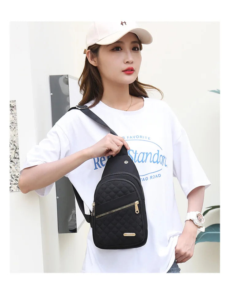 Women Chest Bag Simple Ladies Crossbody Bag Small Sling Backpack Fashion Large Capacity Waterproof Sling Bag with Headphone Jack
