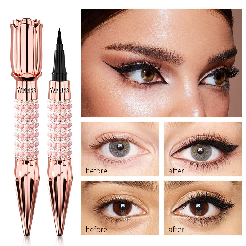 Precision Liquid Eyeliner Pen - Long-lasting, Waterproof, Transfer-proof, Quick-Dry Black Eyeliner with Sparkling Design