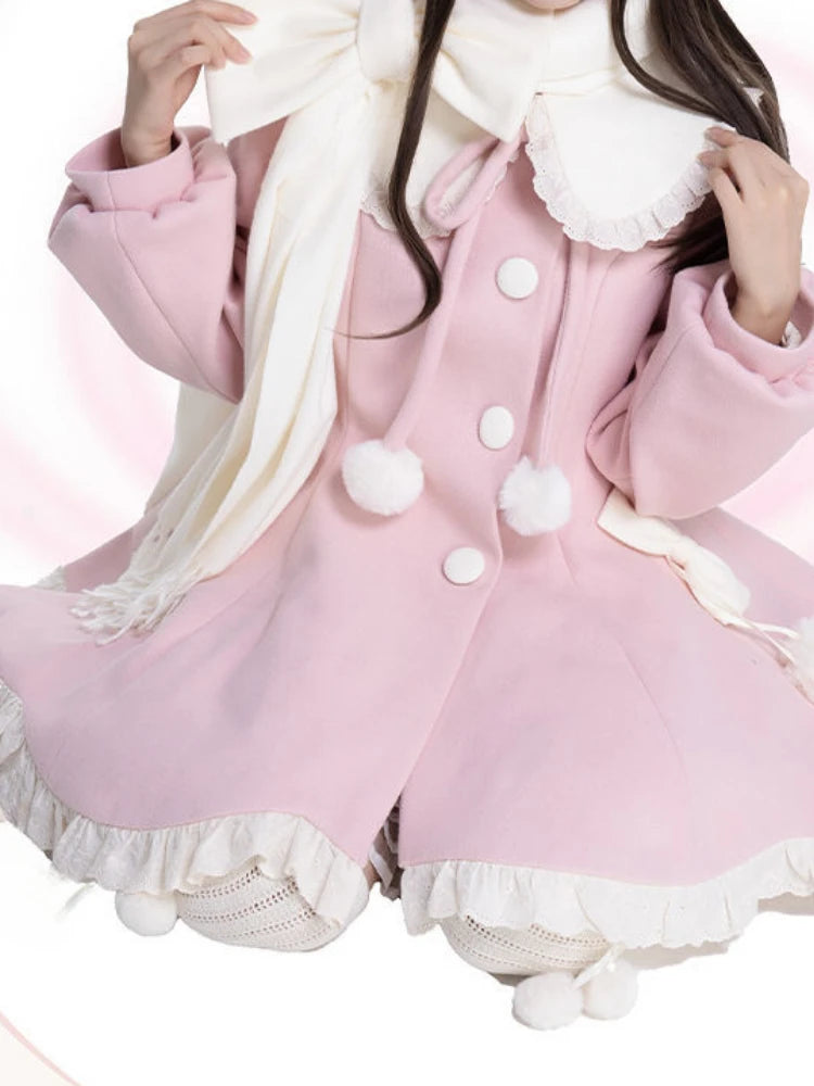 Japanese Kawaii Lolita Lace Patchwork Sweet Dress Coat Women Y2k Aesthetic Contrast Color Dresses Single Breasted Party Vestidos