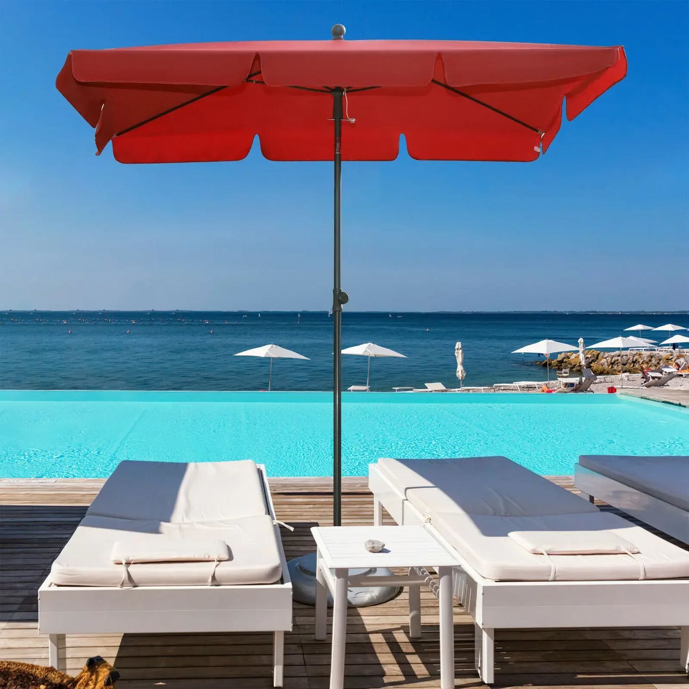 Rectangular Parasol Canopy Sun Umbrella Keep Cool UV Protection Foldable for Patio Household Market Outdoor Umbrella Rainproof