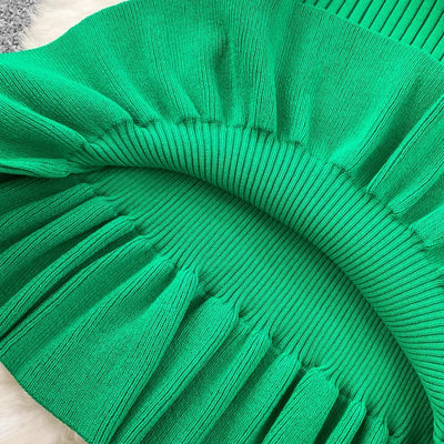 Chic Fashion Sexy Package Hipps Knitted Mini Dress Women Summer Elegant Ruffled Bodycon Dress Lady Streetwear Outfits