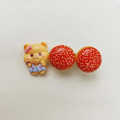 Cute Bread Bear Hair Clip Sweet Bangs Clip for Girls Fashion BB Clips Cartoon Side Clips Cards Headwear Women Lovely Accessories