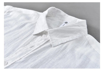 2025 Summer New Breathable Thin 100% Linen Short Sleeve Shirt for Men Casual Turn-down Collar Classic Shirt DC927