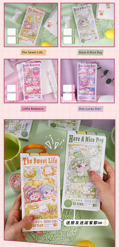 Etori Life Cute Cartoon Girl Notebook Creative Kawaii Student Stationery DIY Drawing Book，Notepad, Line book，Grid Notebook