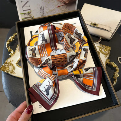 2025 Horse Print Skinny Ribbon Women Scarf Fashoin Hair Hand Wirst Folard Neck Tie Lady Headband Scrunchie Echarpe Silk Scarves