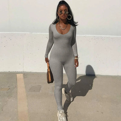 Dulzura Women 2024 Autumn Winter Long Sleeve Bodycon Streetwear Jumpsuit Overall One Piece Outfit Wholesale Items for Business
