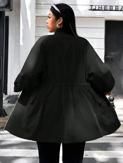 Plus Size Solid Colour Ladies Jacket Casual Fashion Windproof Zip Design Suitable for Autumn and Winter Coat