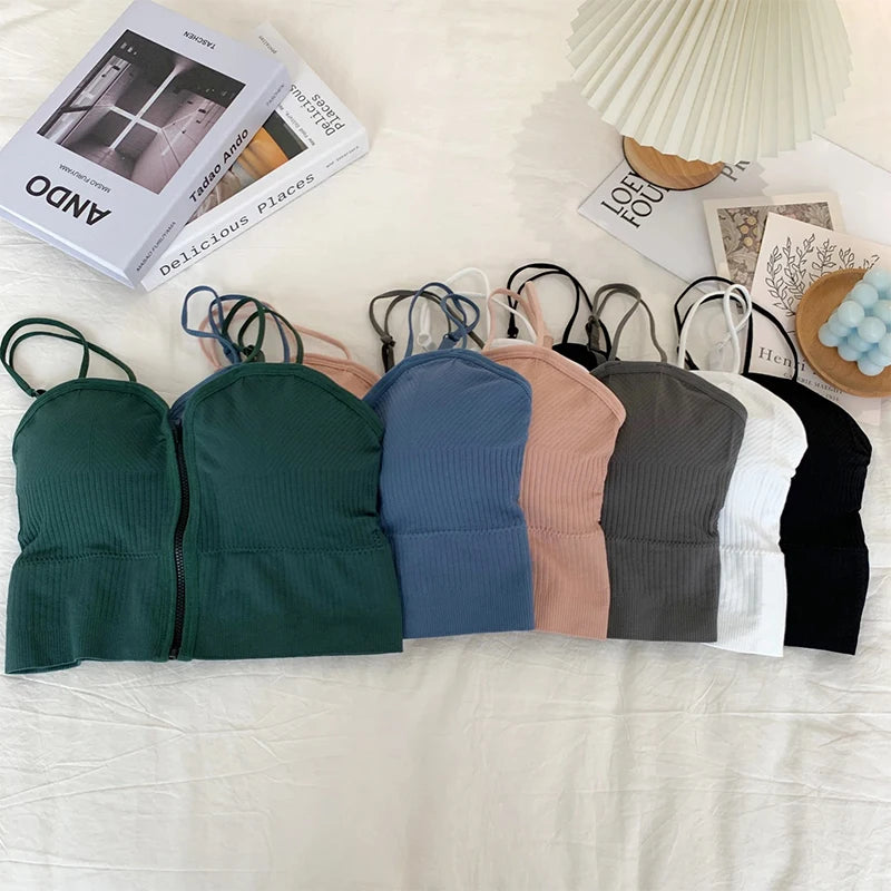 Zipper Front Crop Top