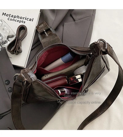Retro Belt Design PU Leather Shoulder Bags for Women 2024 Y2K Small Vintage Female Underarm Crossbody Bag Fashion Handbags