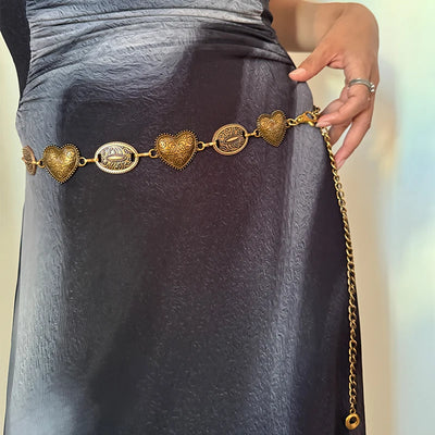 Designer Belts For Women High Quality Y2K Goth Female Waist Tassel Belly Dance Waist Chain Adjustable Long Golden Belt Punk
