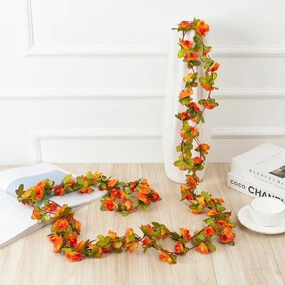 250CM Rose Artificial Flowers Christmas Garland for Home Room Wedding Decoration Spring Autumn Garden Arch DIY Fake Plant Vine