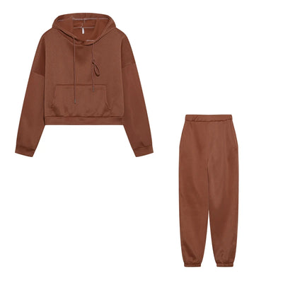 2024 Autumn Winter Women's New Long Sleeved Hat Casual Sweater Coat Women's Sports Set