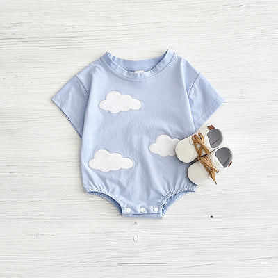 New Summer Infant Short Sleeve Romper Baby Triangle Bodysuit Clothes Baby Girl Jumpsuit Love Cloud Pattern Cartoon Boy 0-18M