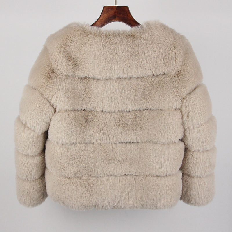 2023 Faux Fur Coat New Luxury Brand Winter Jacket Women Elegant Thick Warm Outerwear Streetwear Fake Fox Rabbit Fur Fashion