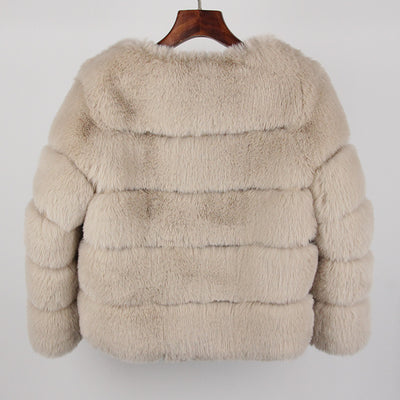 2023 Faux Fur Coat New Luxury Brand Winter Jacket Women Elegant Thick Warm Outerwear Streetwear Fake Fox Rabbit Fur Fashion