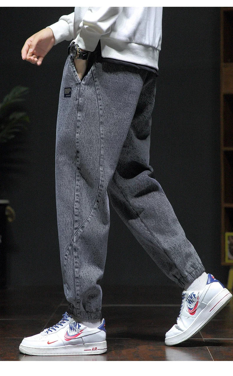 New Style Spring Summer Black Blue Cargo Jeans Men Streetwear Denim Jogger Pants Male Baggy Harem Jean Trousers Large Size M-8XL