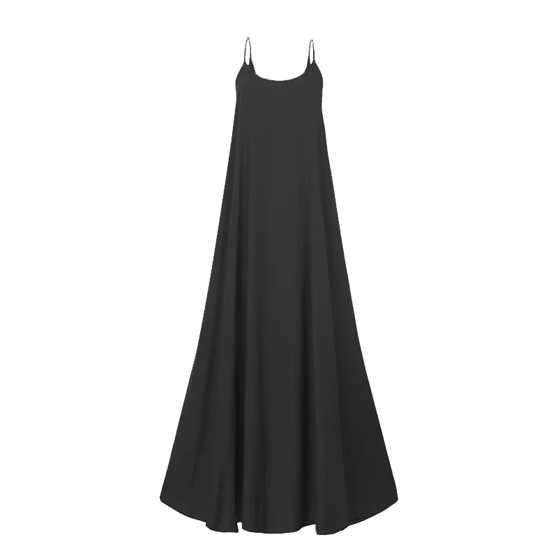 ZANZEA 2024 Summer Holiday Beach Sundress Women Sleeveless Dress Big Swing Vestidos Casual Sexy Bohemian Solid Color Robe Femme