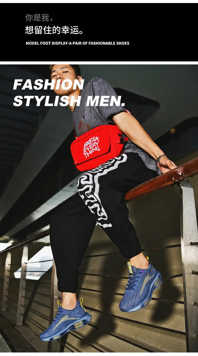 Sneakers Men New Fashionable Thick Soled Anti Slip Shock-absorbing Running Casual Sneakers Summer Mesh Shoes Zapatillas Hombre