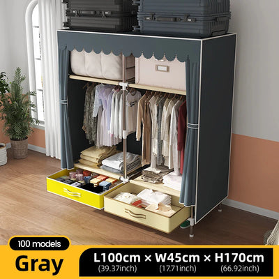 Large Fabric Wardrobe Portable Closet Organizer Multi-layer Dustproof Storage Cabinet for Rental Room or Bedroom
