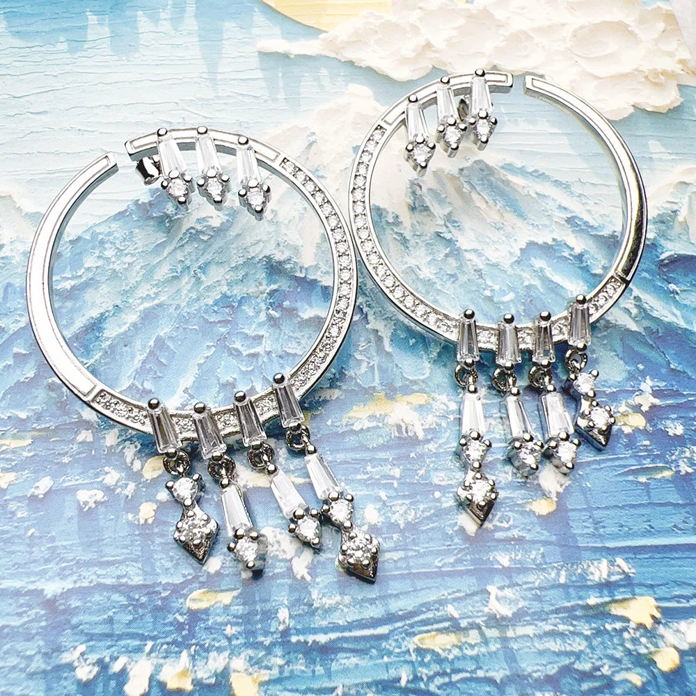 Hoop Earrings with Winter Sun Rays Fine Jewerly For Women Trendy Glamourous Gift In 925 Sterling Silver