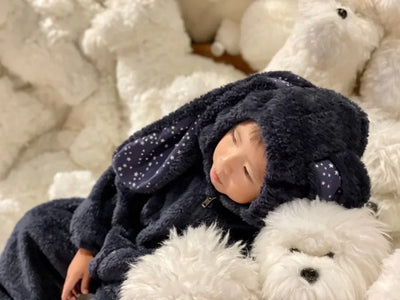 Winter Winter  Baby Romper Boys Girls Zipper Newborn Jumpsuit Cute Hooded Rabbit Pajamas Baby Girl Clothes 1-2 Years