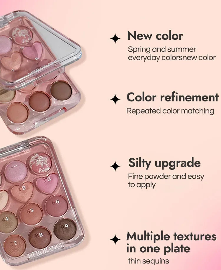 Calculator Love Eyeshadow Palette 12 Colors Matte Pearlescent Glitter Non-Flying Powder Earth Color Eyeshadow