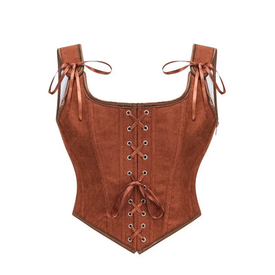 Women's Retro Lace Up Corsets with Straps Steampunk Bustier Crop Top Women Body Shaper Slimming Vest