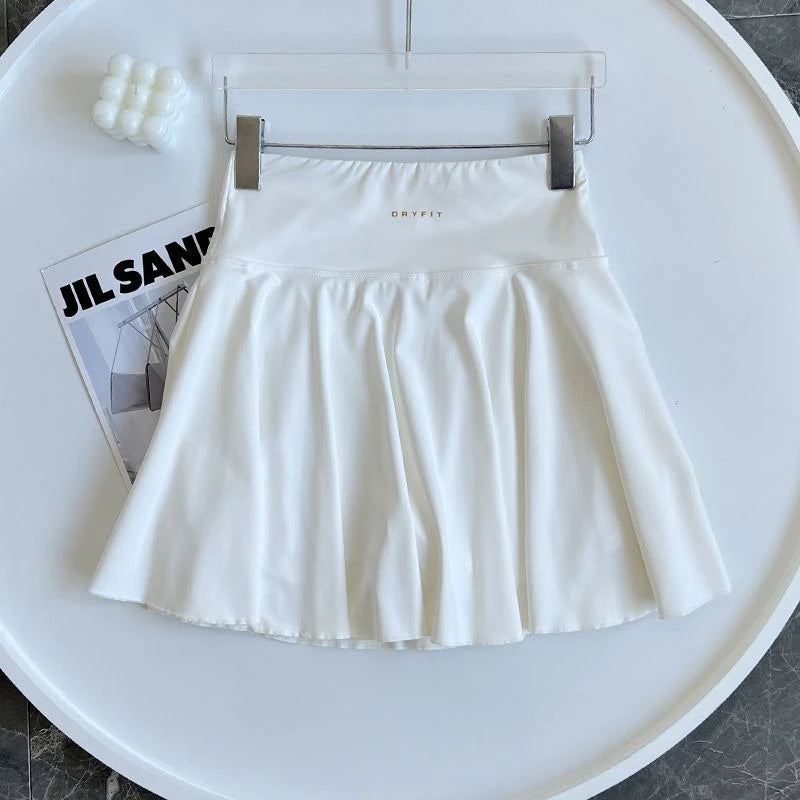 Women's Yoga White Sports Skirt  Fitness Running Tennis  Sexy Slim Pleated Skirt Anti Walking Halter Skirt Women's Clothing