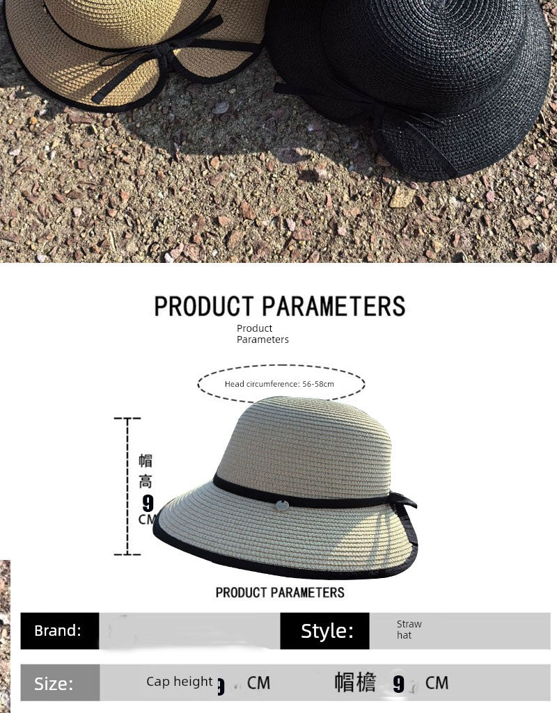 Hepburn Style Raffia Hat Women's Summer Big Brim Vacation Beach Hat Split Bows Travel Fashion Sun Hat Tide