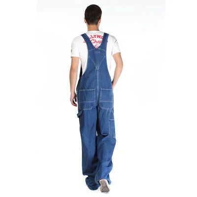 Men's Overalls Jumpsuit Large Size Strap Straight Blue Jeans With 7 Pockets