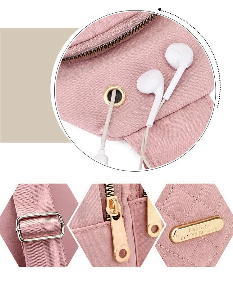 Women Chest Bag Simple Ladies Crossbody Bag Small Sling Backpack Fashion Large Capacity Waterproof Sling Bag with Headphone Jack