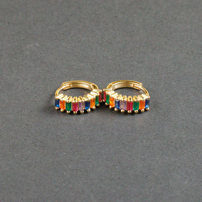 Fashion Multicolor Zircon Crystal Small Hoop Earrings Women Stainless Steel Flower Square Cartilage Earring Piercing Jewelry