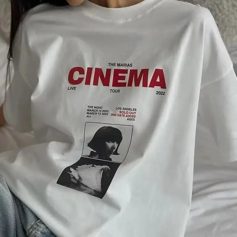 Y2K Women's Tshirt Top Cotton Portrait Letter Printed T-shirt Round Neck Short Sleeve Summer Luxury Brand Fashion Street Tees